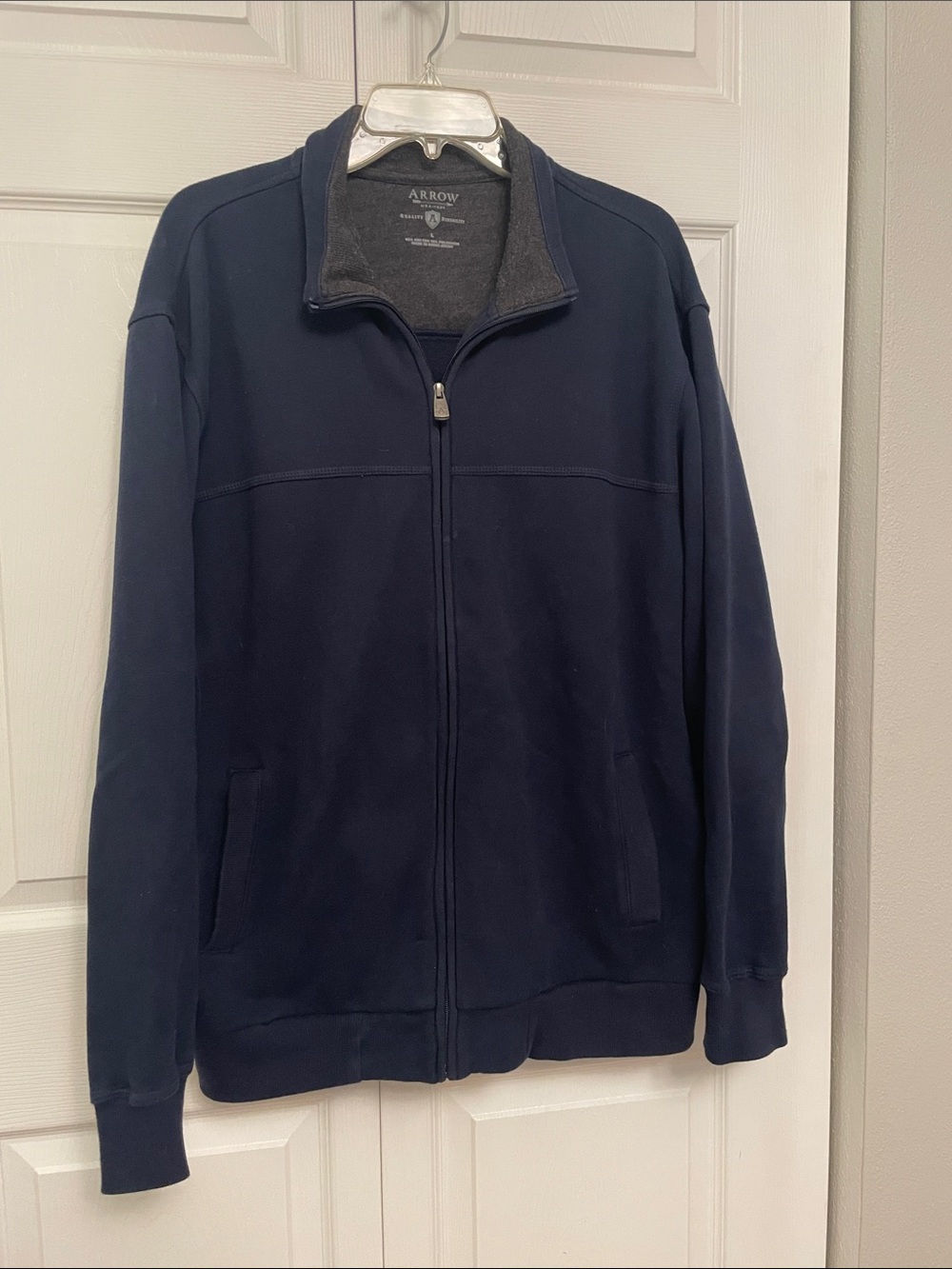 ARROW USA 1851 Men’s Full Zip Jacket with Pockets Large Navy Blue Lightly Used